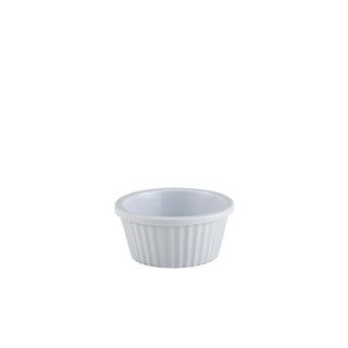 White Melamine Fluted Ramekins – Multiple Sizes for Condiments, Durable Stackable Catering Pots (Pack of 24)