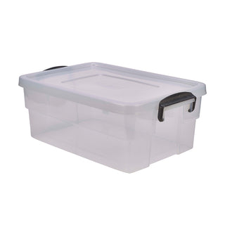 Plastic Polypropylene Storage Box 13L/20L/38L with Clip Handles – Clear Durable Stackable Containers for Home & Catering Use Pack of 4