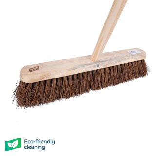 Wooden Platform Broom Stiff Bristle 18" With 55" Handle