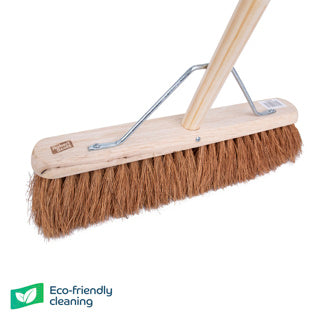 Wooden Platform Broom Soft Bristle 18" With Metal Stay & 59" Handle