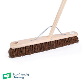 Wooden Platform Broom Stiff Bristle 24" With Metal Stay & 55" Handle