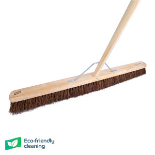 Wooden Platform Broom Stiff Bristle 36" With Metal Stay & 59" Handle