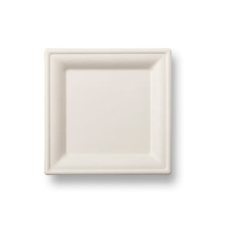 Pack Of 500 Bagasse Plate Square (160mm/6") White