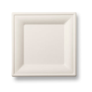 Pack Of 500 Bagasse Plate Square (200mm/8") White