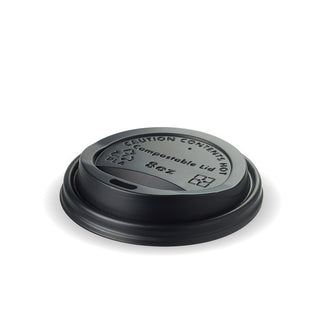 Pack Of 1000 6/8oz Black Bioplastic Coffee Cup Lids