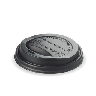 Pack Of 1000 10/12/16oz Black Bioplastic Coffee Cup Lids