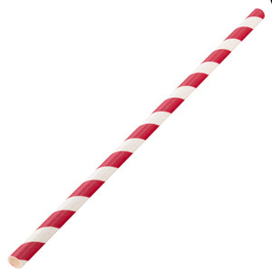Pack Of 250 8" Standard 6mm Bore Red & White Paper Straws