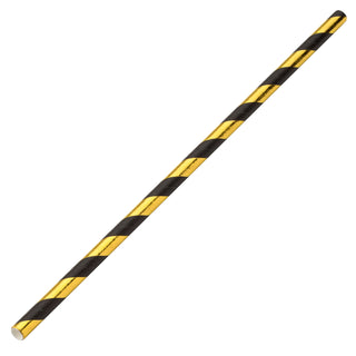 Pack Of 250 8" Standard 6mm Bore Black & Gold Paper Straws