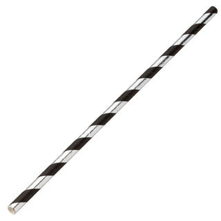 Pack Of 250 8" Standard 6mm Bore Silver & Black Paper Straws