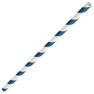 Pack Of 250 8" Standard 6mm Bore Dark Blue & White Paper Straws