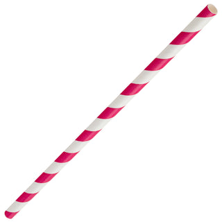 Pack Of 250 8" Standard 6mm Bore Pink & White Paper Straws