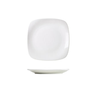 Porcelain Rounded Square Plate – White Vitrified Contemporary Dining & Serving Tableware Various Sizes Pack of 6