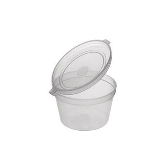 Pack of 1000 Clear Recyclable Portion Pots with Hinged Lid 2oz