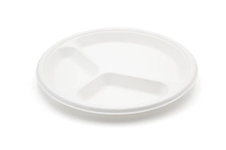 Pack Of 500 Bagasse Plate Biodegradable 3 Comp (254mm/10")