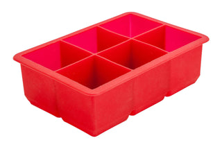 6 Cavity Red Silicone Ice Cube Mould