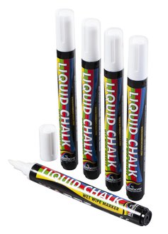Pack of 5 Chisel Tip Chalk Pen White 5mm