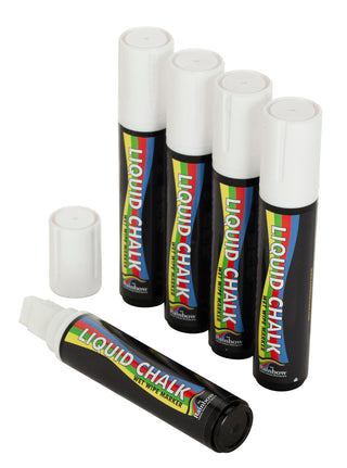 Pack of 5 White Chisel Liquid Chalk Pen 15mm