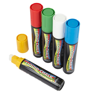 Pack of 5 Mixed Colour Chisel Liquid Chalk Pen 15mm