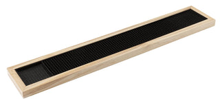 Deluxe Black Rubber Bar Mat With Wooden Frame 24″ x 4″