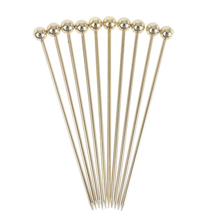Pack of 10 Gold Plated Ball Garnish Pick