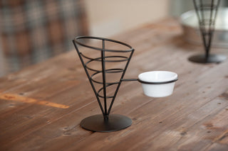 French Fry Cone With Ramekin Holder Black Wire