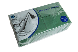 Pack Of 2000 Dark Green 2ply 8 Fold Dinner Napkins 40cm x 40cm