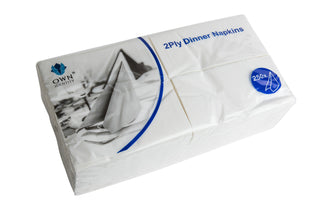 Pack Of 2000 White 2ply 8 Fold Dinner Napkins 40cm x 40cm