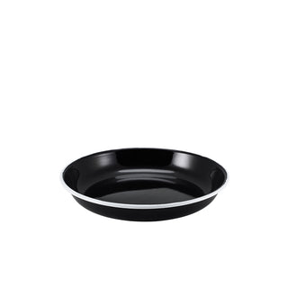 Enamel Steel Rice & Pasta Plates in Black, White & Colour-Rim Variants – 20/24cm - Pack of 12