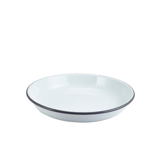 Enamel Steel Rice & Pasta Plates in Black, White & Colour-Rim Variants – 20/24cm - Pack of 12