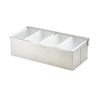 Rectangular Condiment Holders with Clear Hinged Lids 4/5/6 Compartment Stainless Steel Premium Caddy Server Garnish Holder