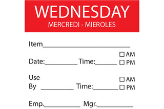 Pack Of 500 WEDNESDAY Day Label 50 x 50mm