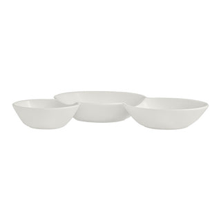 Fine China 3 Compartment Sauce Dishes 18cm 20cl RO White Album Pack of 12 for Dips and Condiments