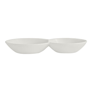 Fine China 2 Compartment Sauce Dishes 18cm 17cl RO White Album Pack of 12 for Sauces and Condiments