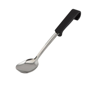 29cm Stainless Steel Small Spoon, Heat Resistant Black Handle Heavy Gauge, Ideal for Hot Buffets, Dining Serving