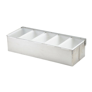Rectangular Condiment Holders with Clear Hinged Lids 4/5/6 Compartment Stainless Steel Premium Caddy Server Garnish Holder