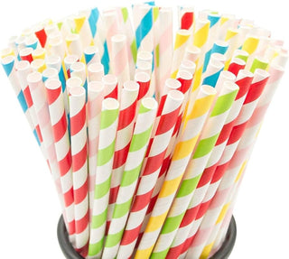 Pack Of 5000 Striped Paper Straws 6mm (200mm/8")