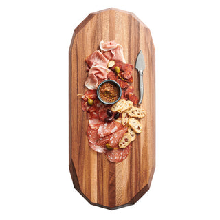 Oval Serving Board 71.1×30.5×5cm, Creations Faceted Acacia Wood, Charcuterie Presentation Board, Pack of 2