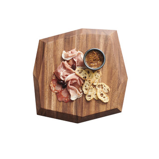 Square Serving Board 38.1cmx5cm, Creations Faceted Acacia Wood, Charcuterie Presentation Board, Pack of 2