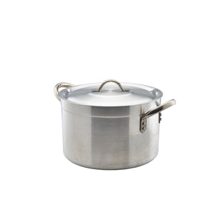 Aluminium Stewpan with Lid Premium Stockpot Casserole Handled Stew Pan Satin Finish - 5.5L/ 7L/ 11.5L/ 14L/ 18L/ 24.5L/ 34L/ 49L/ 65L