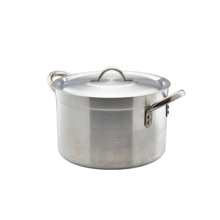 Aluminium Stewpan with Lid Premium Stockpot Casserole Handled Stew Pan Satin Finish - 5.5L/ 7L/ 11.5L/ 14L/ 18L/ 24.5L/ 34L/ 49L/ 65L