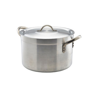 Aluminium Stewpan with Lid Premium Stockpot Casserole Handled Stew Pan Satin Finish - 5.5L/ 7L/ 11.5L/ 14L/ 18L/ 24.5L/ 34L/ 49L/ 65L