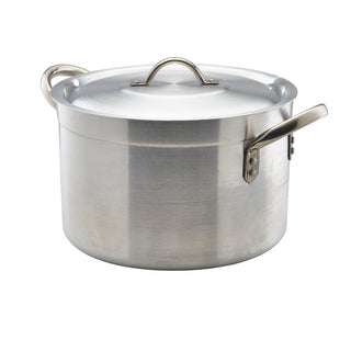 Aluminium Stewpan with Lid Premium Stockpot Casserole Handled Stew Pan Satin Finish - 5.5L/ 7L/ 11.5L/ 14L/ 18L/ 24.5L/ 34L/ 49L/ 65L