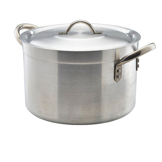 Aluminium Stewpan with Lid Premium Stockpot Casserole Handled Stew Pan Satin Finish - 5.5L/ 7L/ 11.5L/ 14L/ 18L/ 24.5L/ 34L/ 49L/ 65L