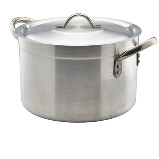Aluminium Stewpan with Lid Premium Stockpot Casserole Handled Stew Pan Satin Finish - 5.5L/ 7L/ 11.5L/ 14L/ 18L/ 24.5L/ 34L/ 49L/ 65L