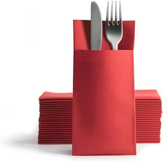 Pack Of 500 40cm Red 8 Fold Airlaid Pocket Napkins