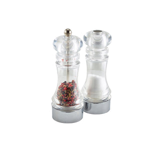 Clear Acrylic Pepper Grinder & Salt Shaker Set – 6" Tabletop Seasoning Set with Ceramic Mechanism (Pack of 6)