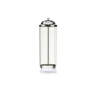 Glass Straw Dispenser – 20cm Straw Holder with Chrome Lift Top, Hygienic Storage for Bars, Cafe & Home Entertaining