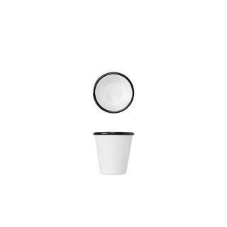 White Melamine Athens Pot with Black Rim Enamel Style Dip Sauce Pots Dishwasher Safe (29cl) - Pack of 24