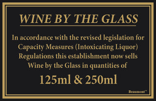125ml & 250ml Wine Law Sign