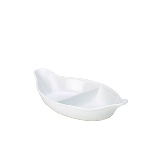 White Vitrified Porcelain Divided Vegetable Dish – 28cm & 32cm Options, Hotelware Quality (Pack of 4)